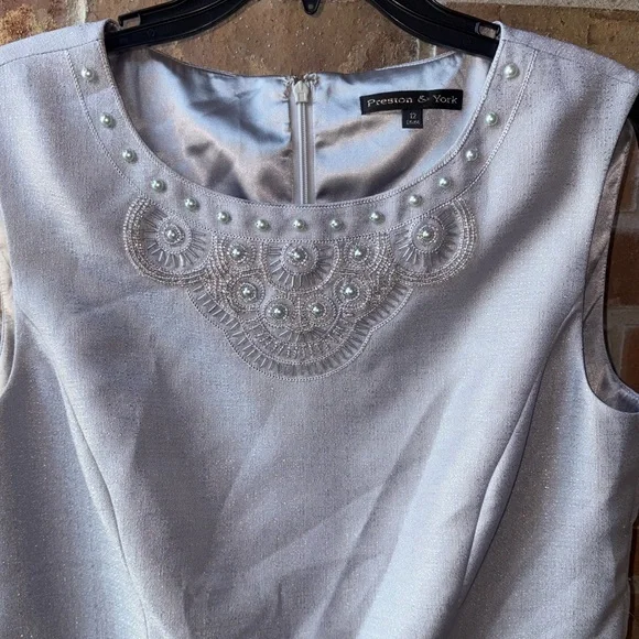 Preston and York Elegant Sleeveless Dress with Embellished Neckline size 12 - Picture 2 of 7